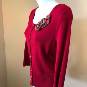 NWOT WHBM Beautiful snap button red cardigan